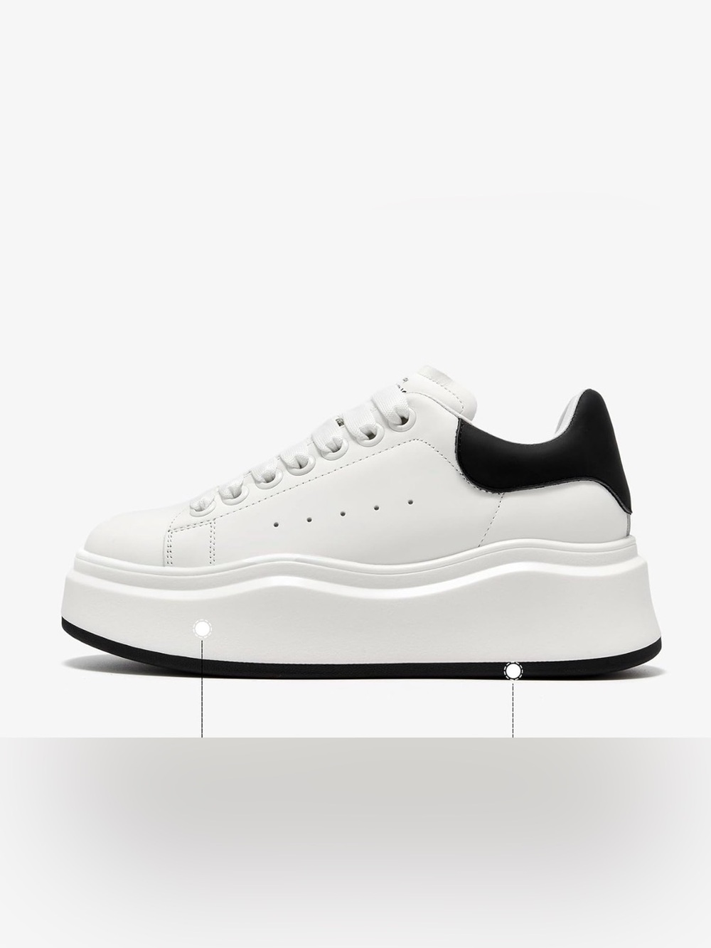 Beau Today White Platform Sneakers with Black Heel Collar - Women's Lace-Up-8